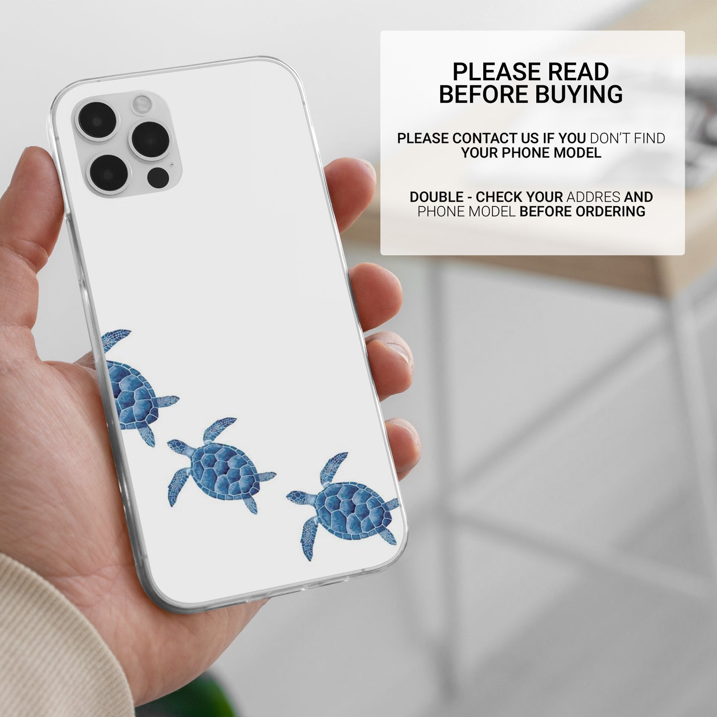 Sea Turtle Phone Case Seashell Nautical Cover for iPhone 17, 17Pro, 16, 15, 14, 13, 12, Samsung S25 S24Fe, S23, A16, A56, Pixel 10Pro, 9A