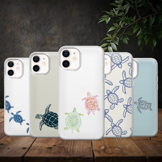 Sea Turtle Phone Case Seashell Nautical Cover for iPhone 17, 17Pro, 16, 15, 14, 13, 12, Samsung S25 S24Fe, S23, A16, A56, Pixel 10Pro, 9A
